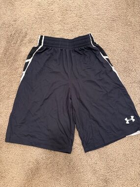 Under Armour Men's Black Athletic Shorts with White and Gray Accents